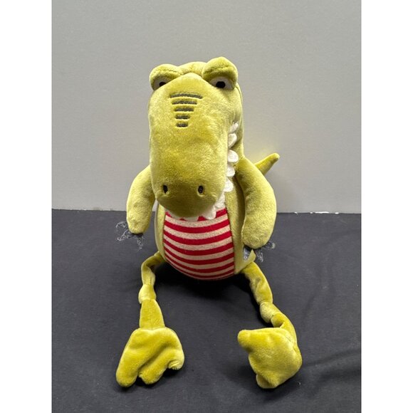 Bunnies By The Bay Later Green Gator Red Cream Stripes Knotted Legs Plush - Picture 1 of 8